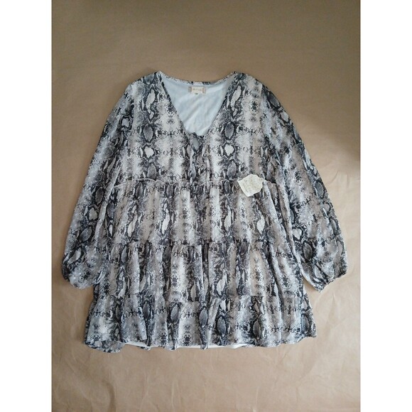 Altar'd State Mini Dress Women's L Snakeskin Tiered Pullover Party - Picture 1 of 8
